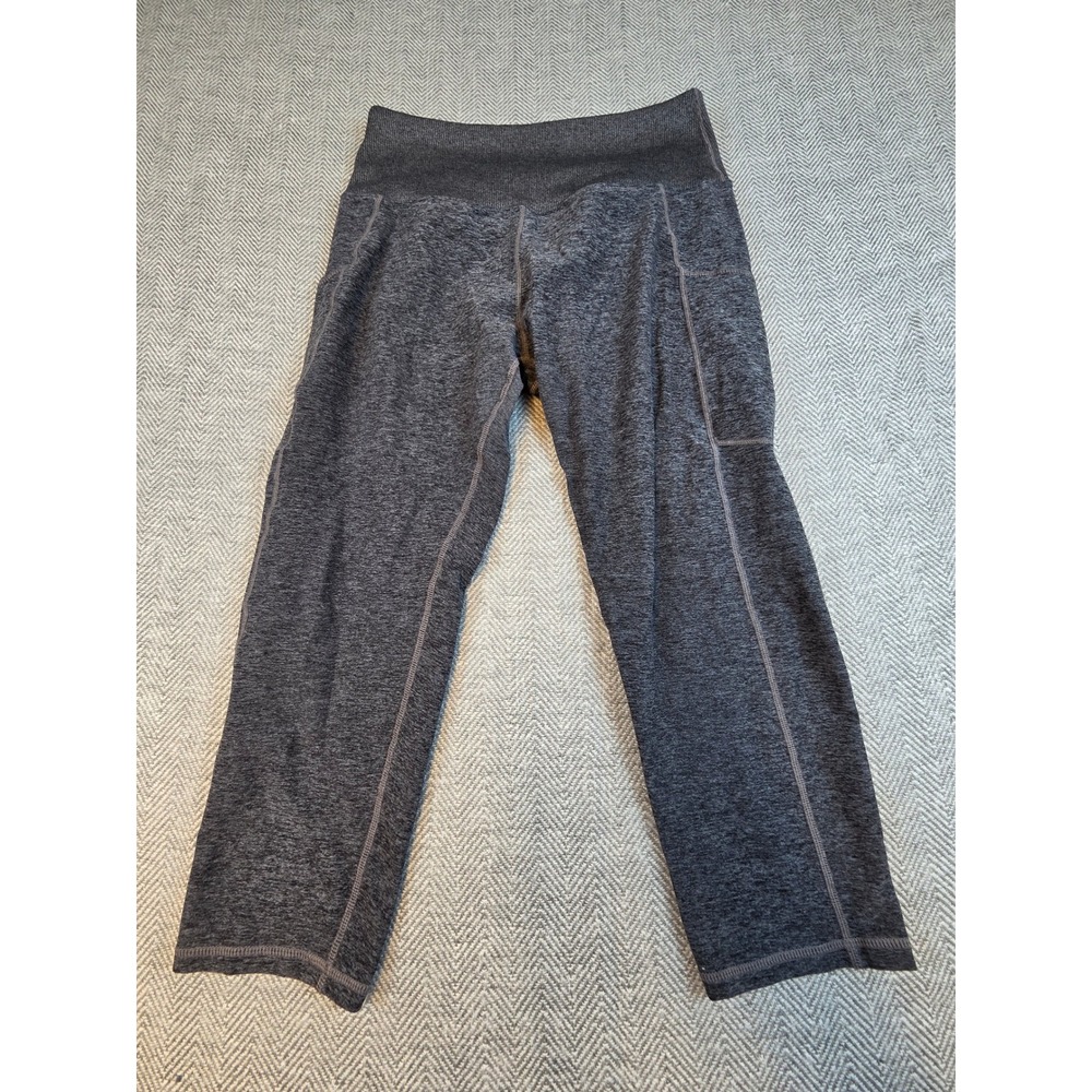 Kirkland Signature Gray Heathered High Waist Cropped Leggings with Pockets XL